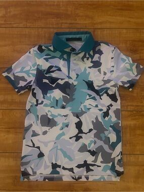 Teal & Gray Camo Polo Shirt